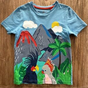 Mini Boden Parrot and Volcano Graphic T-Shirt